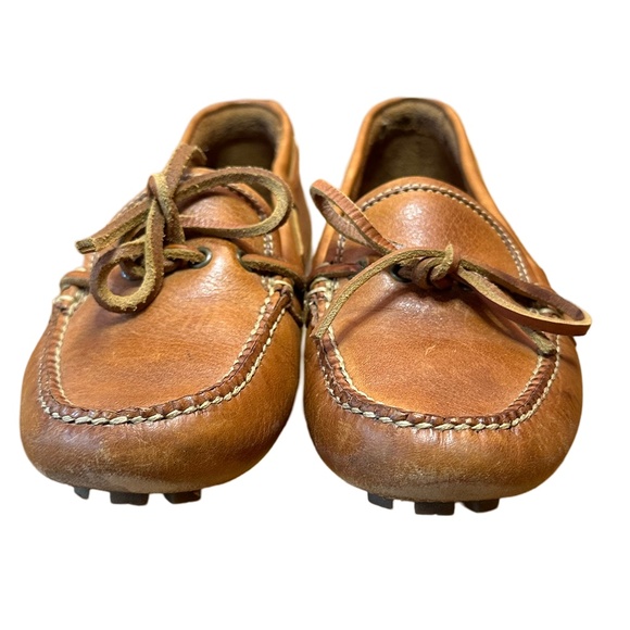*Vintage* Coach W6 natural leather patina‎ driving moccasins with leather tie - Picture 7 of 8